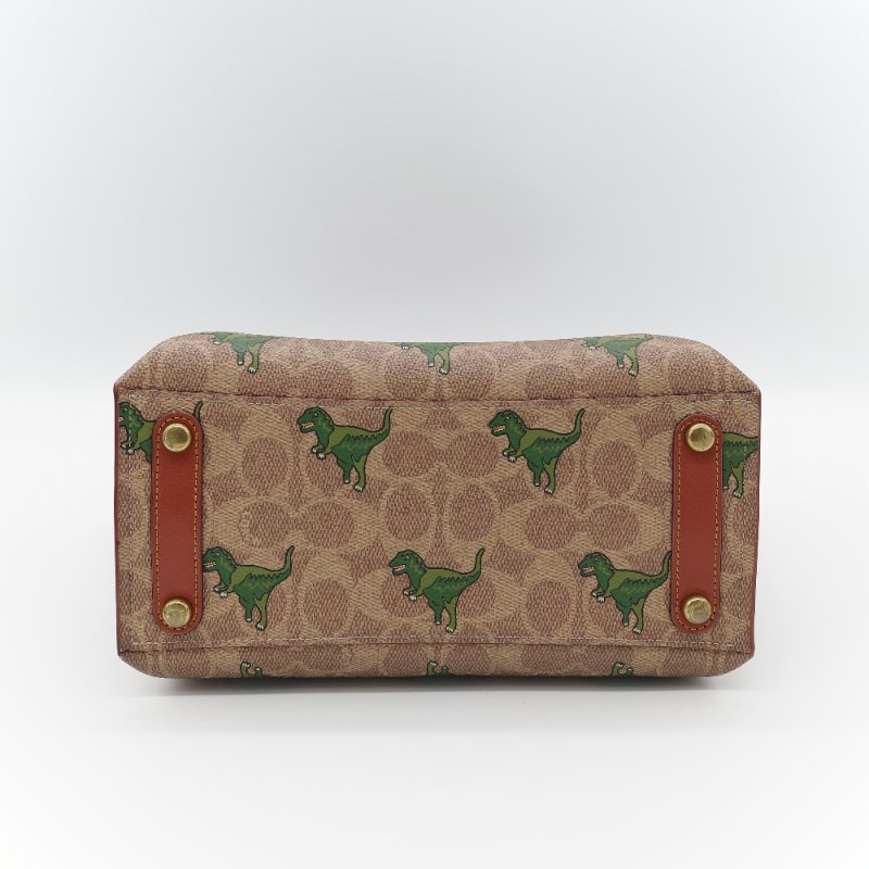 Coach 經典棕色花紋 恐龍太空系列 手提包 斜挎包 兩用包-7