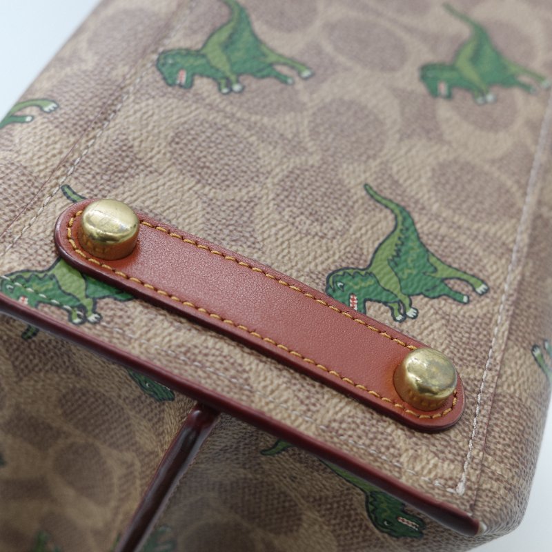 Coach 經典棕色花紋 恐龍太空系列 手提包 斜挎包 兩用包-9
