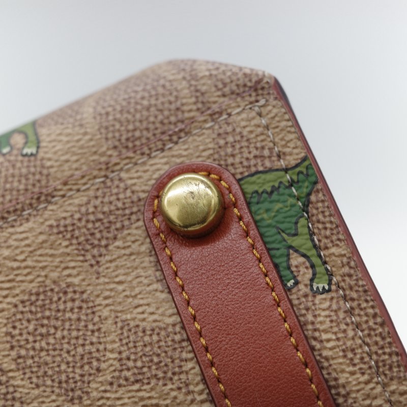 Coach 經典棕色花紋 恐龍太空系列 手提包 斜挎包 兩用包-11