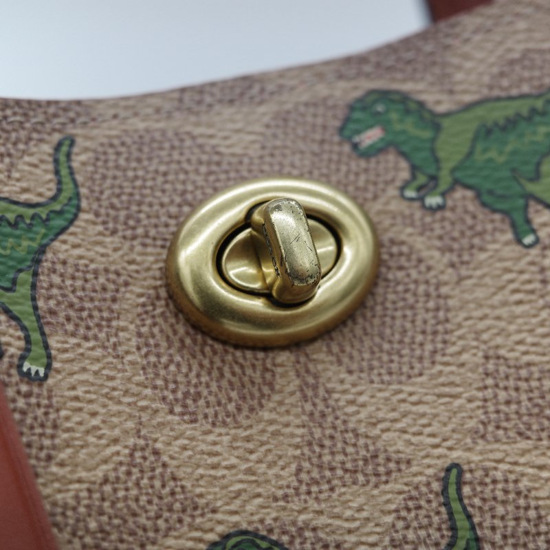 Coach 經典棕色花紋 恐龍太空系列 手提包 斜挎包 兩用包-15