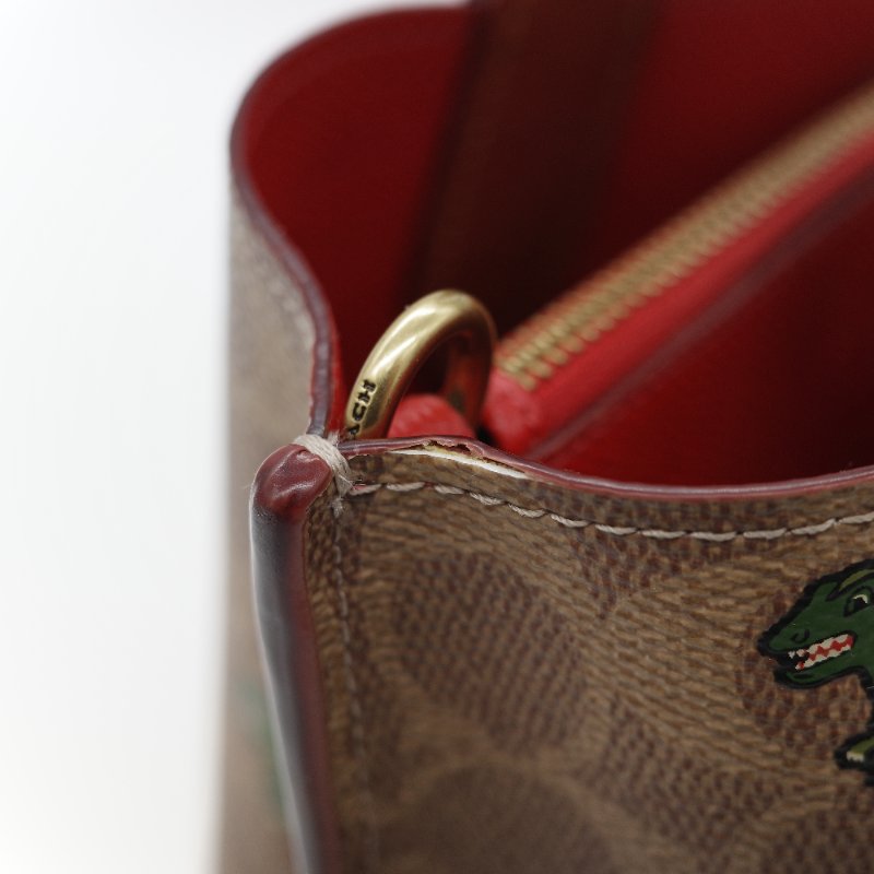 Coach 經典棕色花紋 恐龍太空系列 手提包 斜挎包 兩用包-19