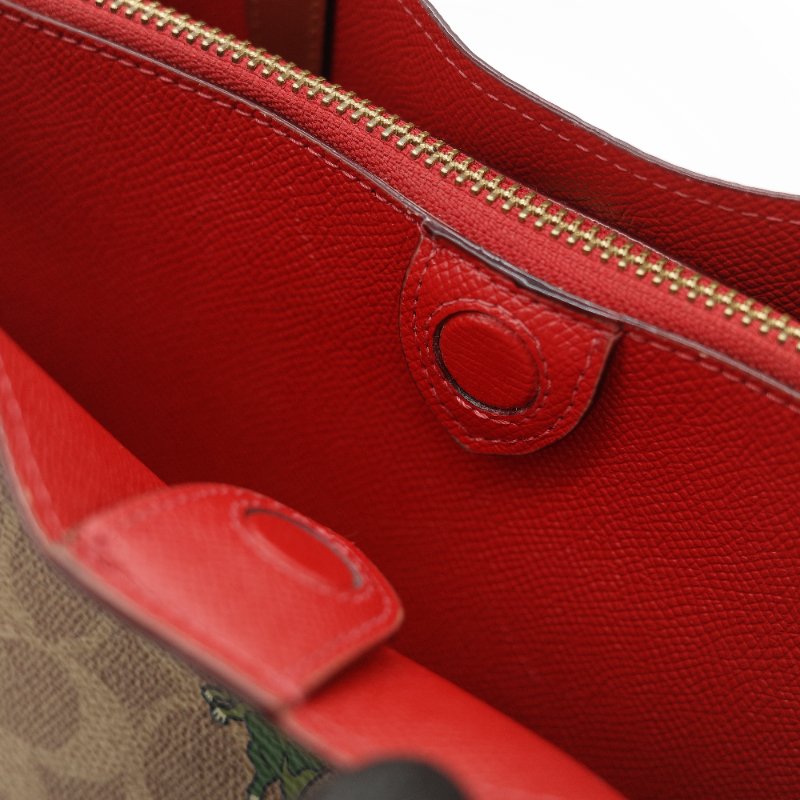 Coach 經典棕色花紋 恐龍太空系列 手提包 斜挎包 兩用包-33