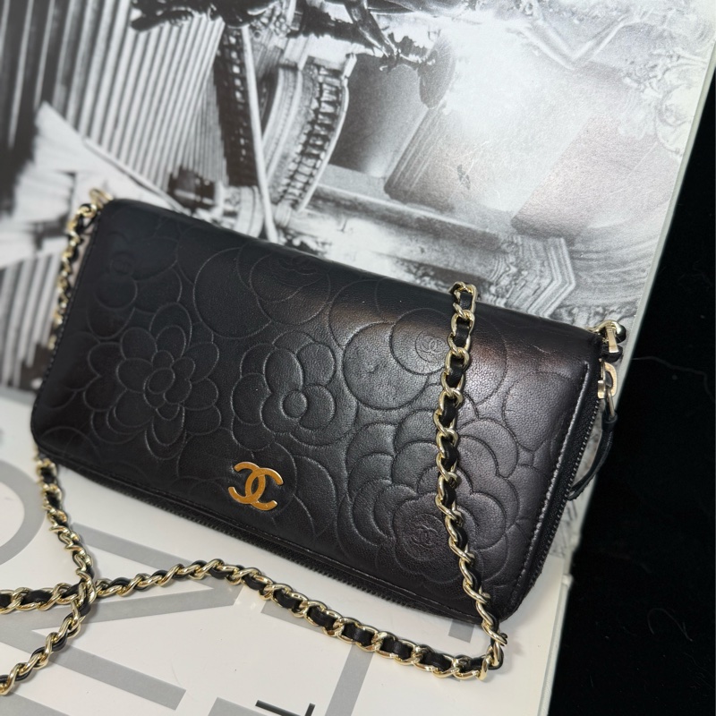 香奈兒 山茶花壓紋長夾 錢包 chanel WOC手袋側斜孭背長夾單肩包-2