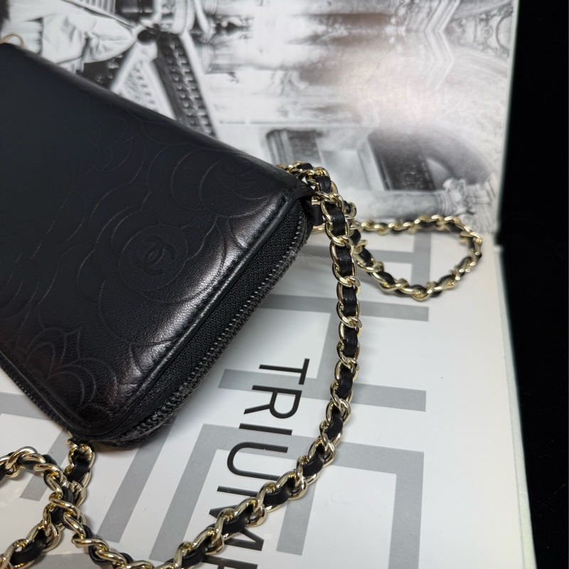 香奈兒 山茶花壓紋長夾 錢包 chanel WOC手袋側斜孭背長夾單肩包-8