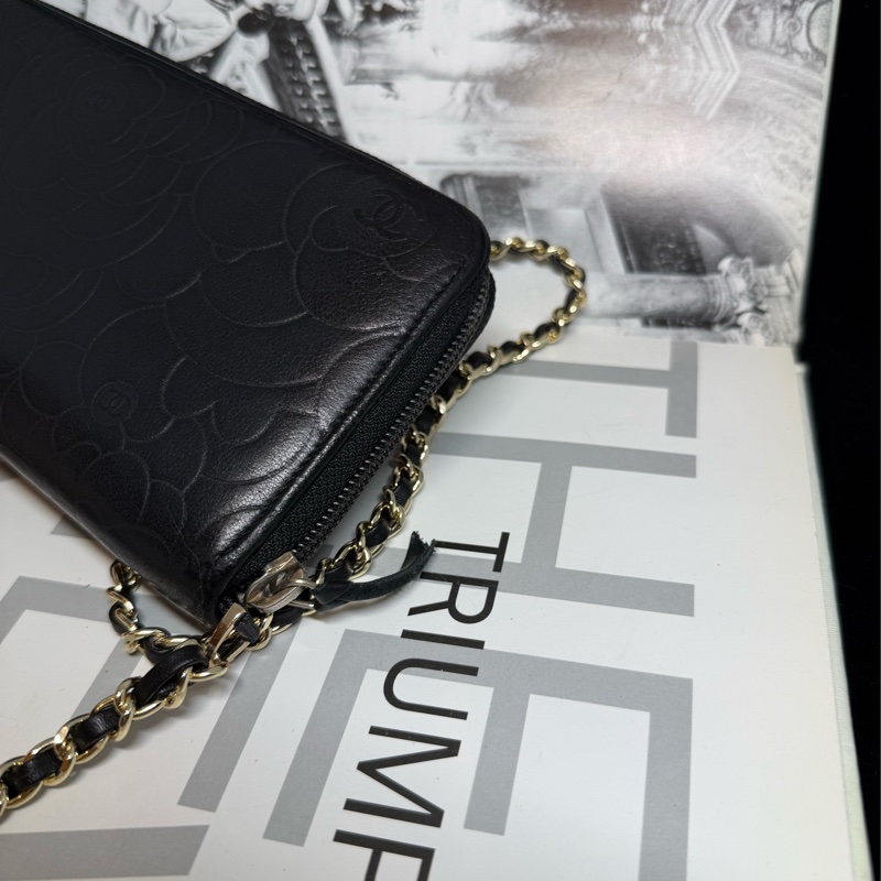 香奈兒 山茶花壓紋長夾 錢包 chanel WOC手袋側斜孭背長夾單肩包-9