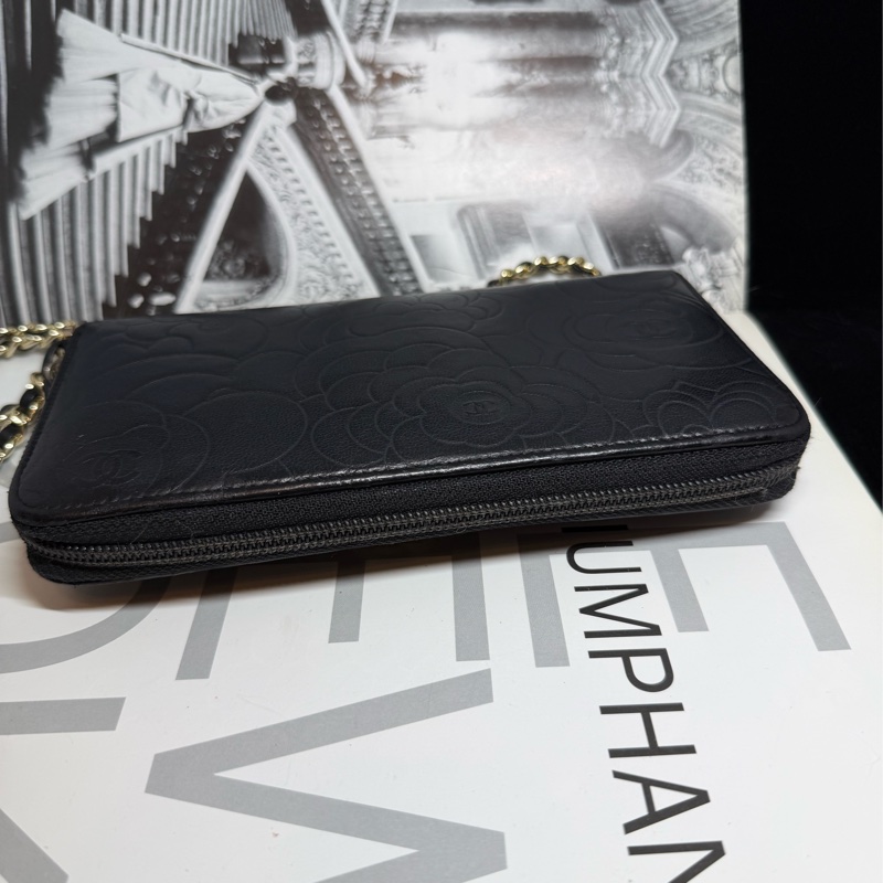 香奈兒 山茶花壓紋長夾 錢包 chanel WOC手袋側斜孭背長夾單肩包-10