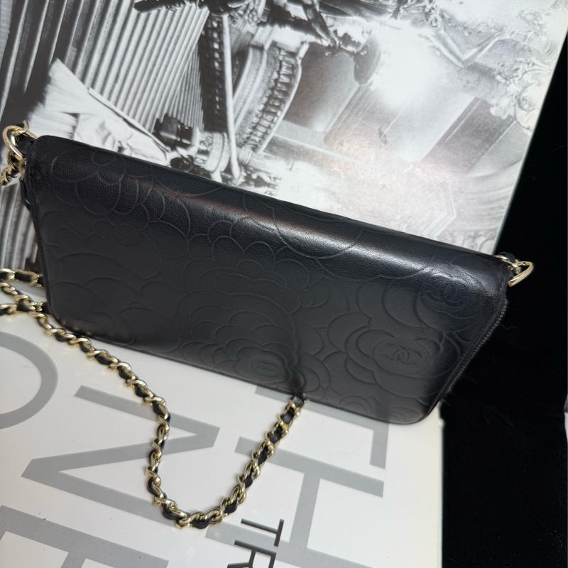 香奈兒 山茶花壓紋長夾 錢包 chanel WOC手袋側斜孭背長夾單肩包-11