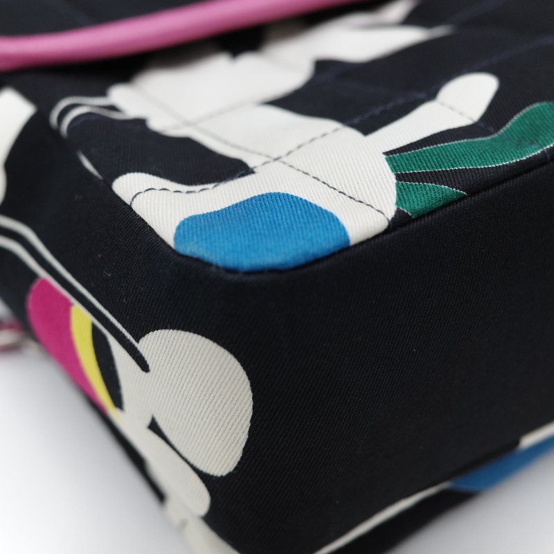 Chanel 香奈兒 織物印花 和平鴿 黑色 拼 桃粉色 鏈條包 口蓋包-8