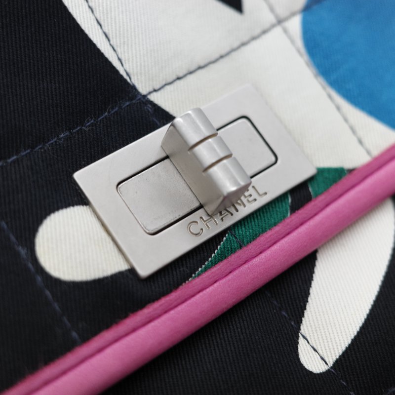 Chanel 香奈兒 織物印花 和平鴿 黑色 拼 桃粉色 鏈條包 口蓋包-15