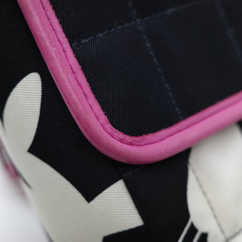 Chanel 香奈兒 織物印花 和平鴿 黑色 拼 桃粉色 鏈條包 口蓋包-17