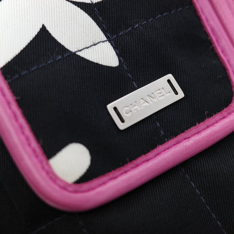 Chanel 香奈兒 織物印花 和平鴿 黑色 拼 桃粉色 鏈條包 口蓋包-18