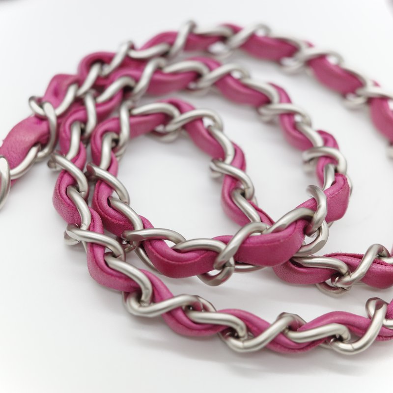 Chanel 香奈兒 織物印花 和平鴿 黑色 拼 桃粉色 鏈條包 口蓋包-40