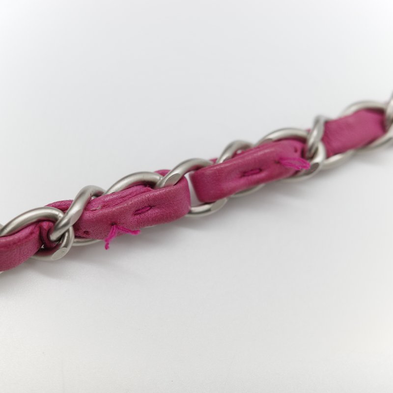 Chanel 香奈兒 織物印花 和平鴿 黑色 拼 桃粉色 鏈條包 口蓋包-41