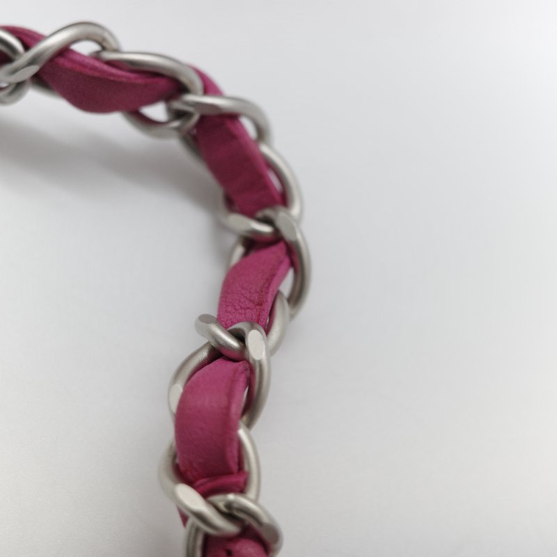 Chanel 香奈兒 織物印花 和平鴿 黑色 拼 桃粉色 鏈條包 口蓋包-42