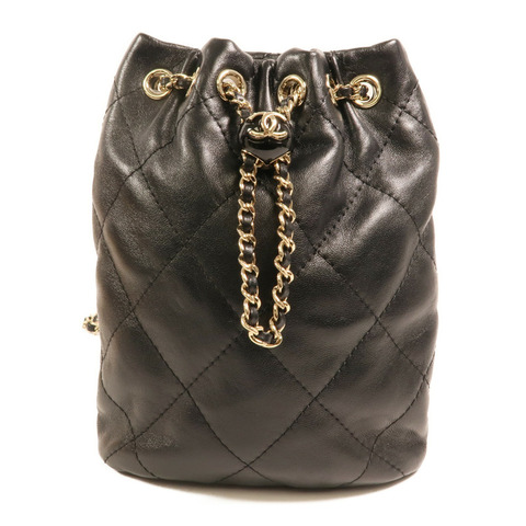 CHANEL 羊皮皮革Rucksack金扣鏈帶背包