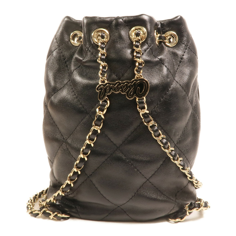 CHANEL 羊皮皮革Rucksack金扣鏈帶背包-1