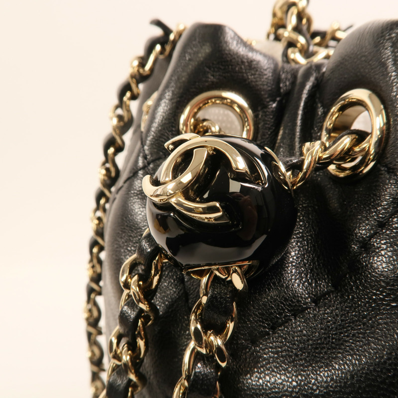 CHANEL 羊皮皮革Rucksack金扣鏈帶背包-8