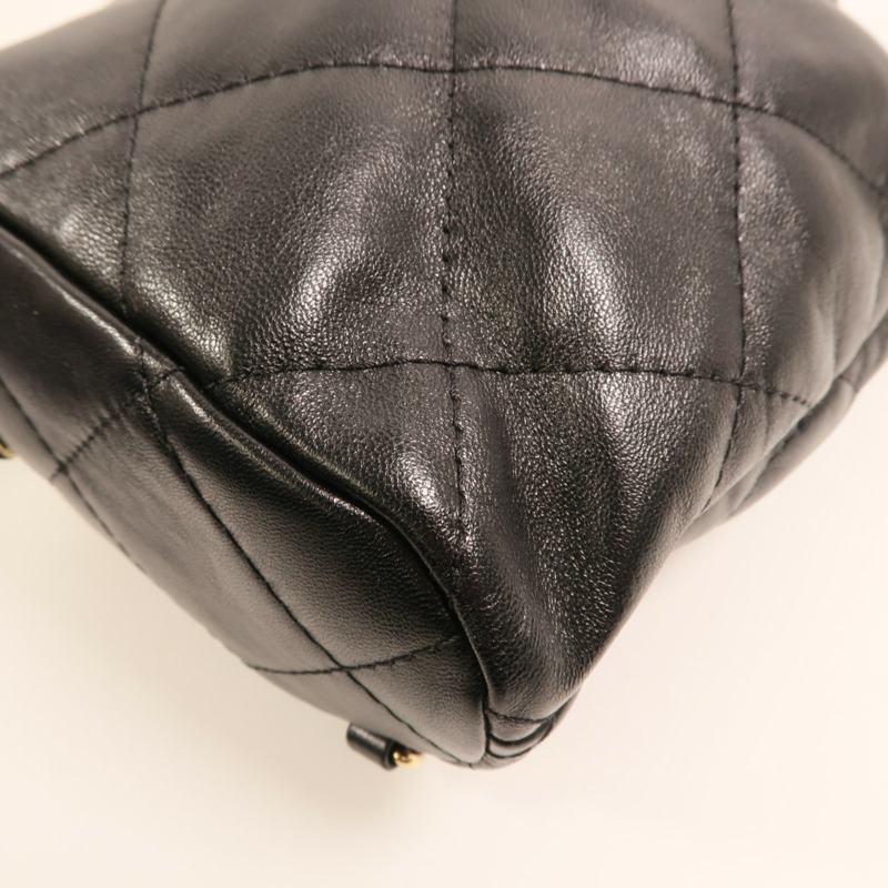 CHANEL 羊皮皮革Rucksack金扣鏈帶背包-10