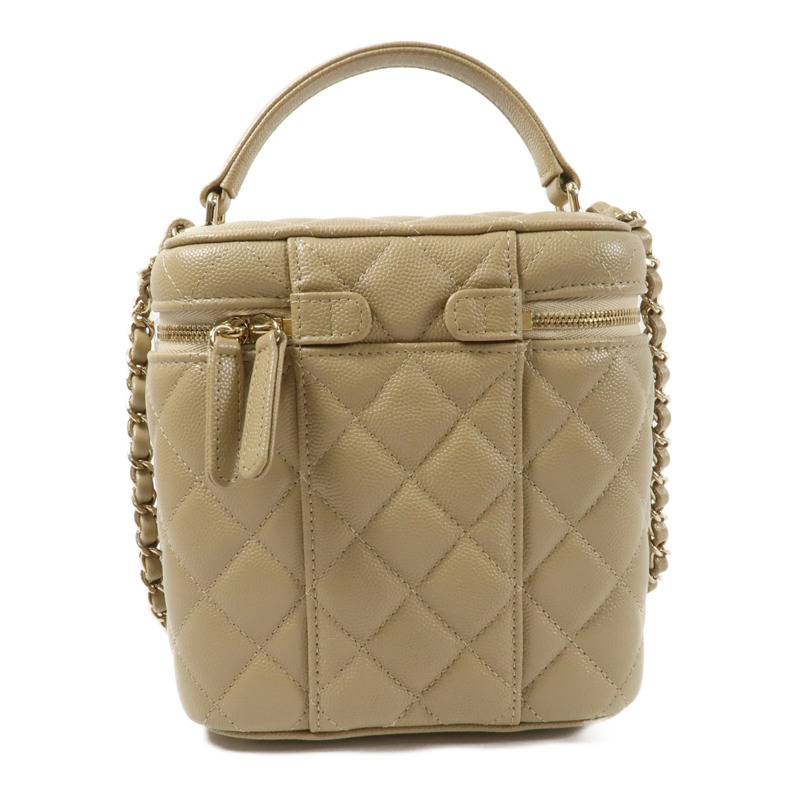 CHANEL 牛皮皮革Vanity Case金扣鏈帶手挽肩背兩用袋-1