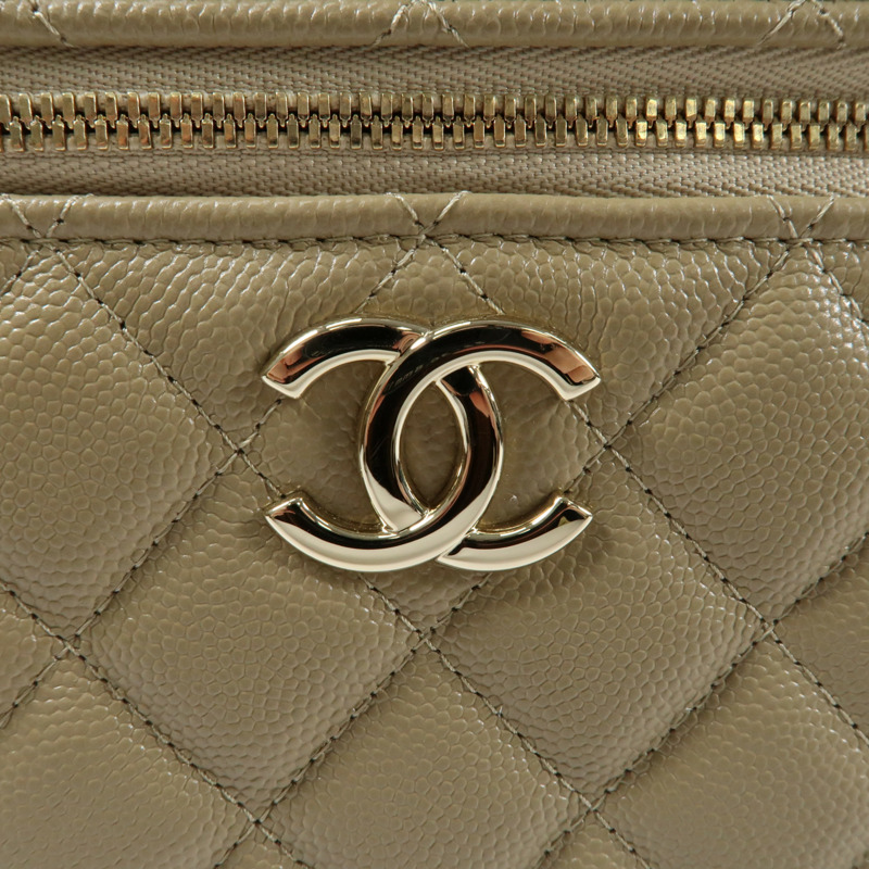 CHANEL 牛皮皮革Vanity Case金扣鏈帶手挽肩背兩用袋-4