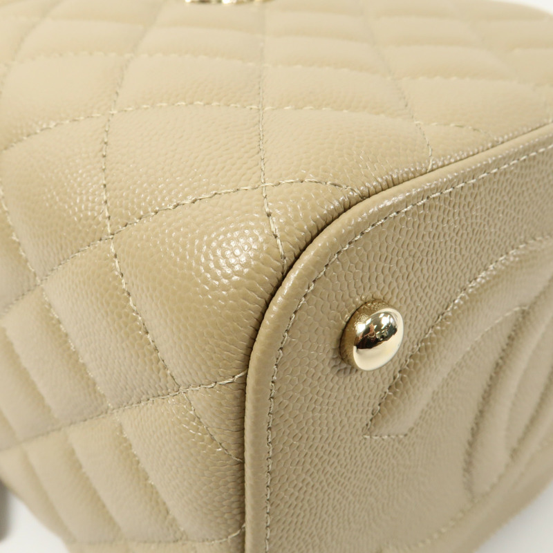 CHANEL 牛皮皮革Vanity Case金扣鏈帶手挽肩背兩用袋-9