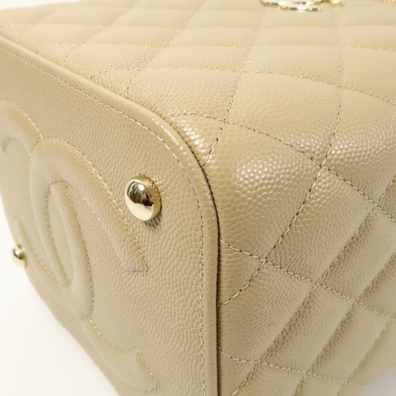 CHANEL 牛皮皮革Vanity Case金扣鏈帶手挽肩背兩用袋-10