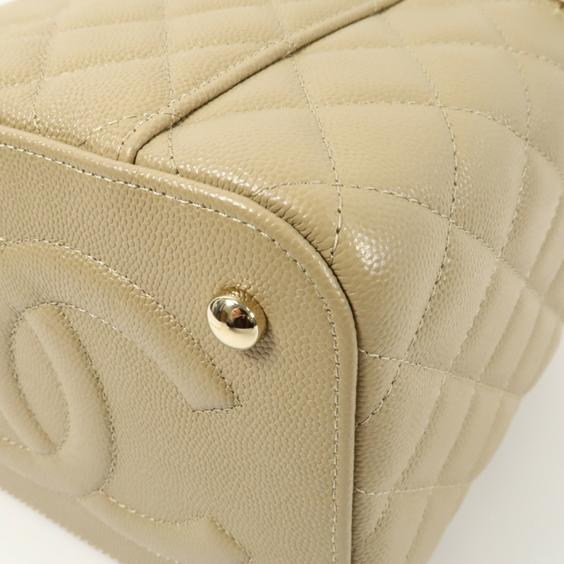 CHANEL 牛皮皮革Vanity Case金扣鏈帶手挽肩背兩用袋-12