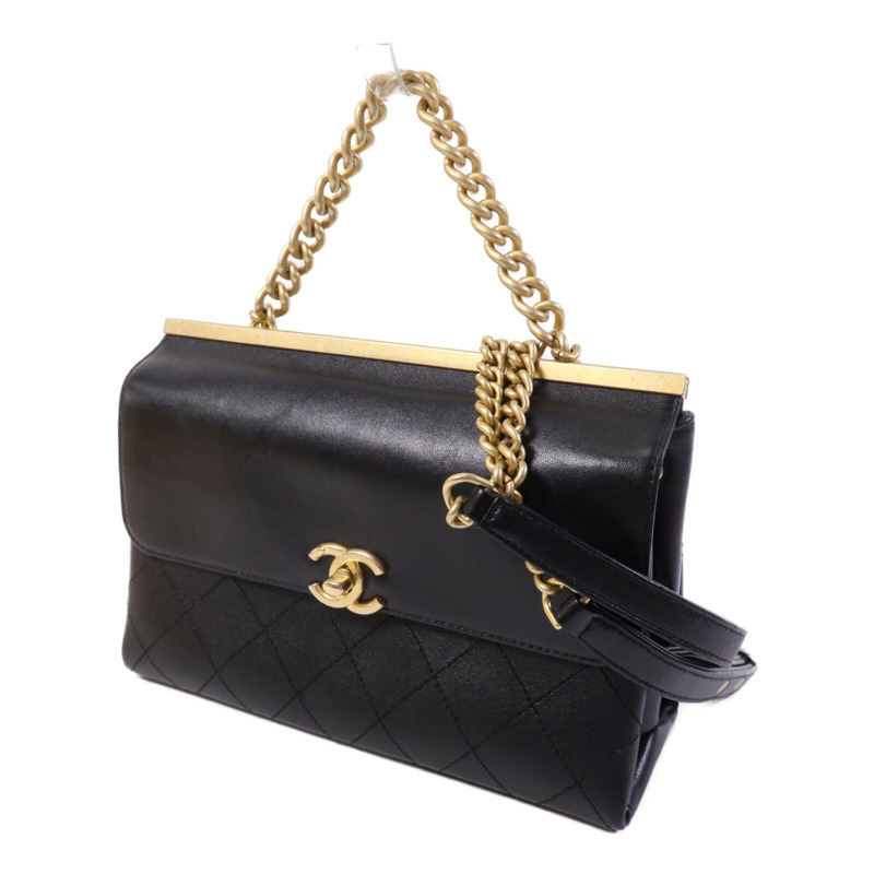 CHANEL 牛皮皮革Coco Luxe Flap Bag Small金扣鏈帶手挽肩背兩用袋-2