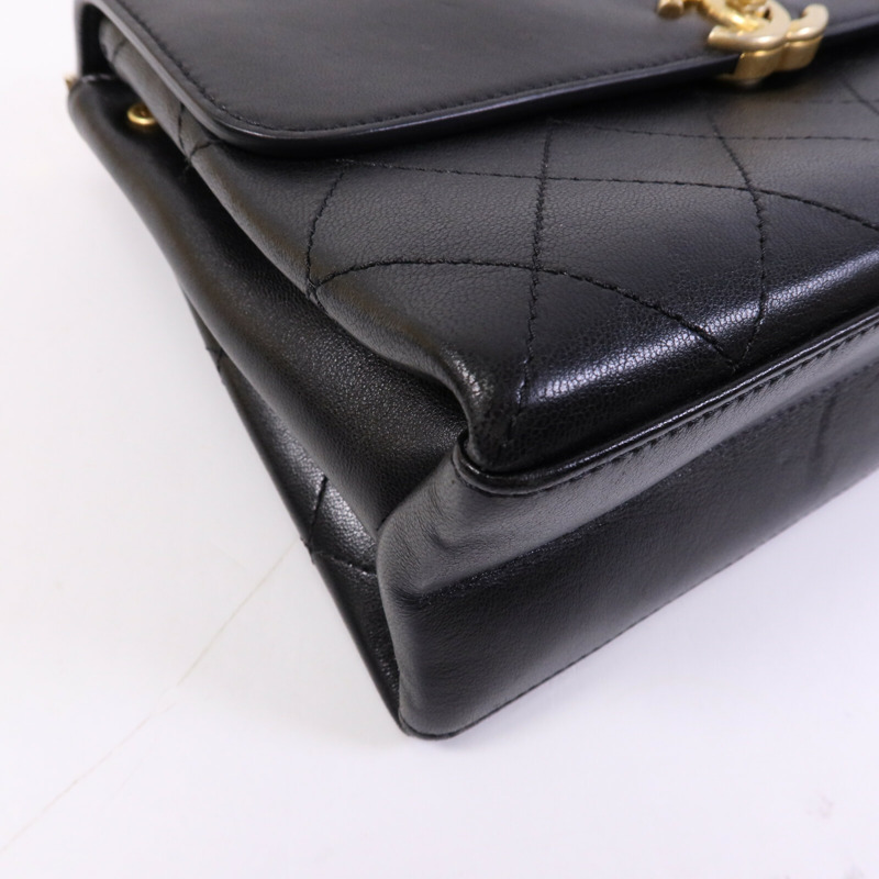 CHANEL 牛皮皮革Coco Luxe Flap Bag Small金扣鏈帶手挽肩背兩用袋-11