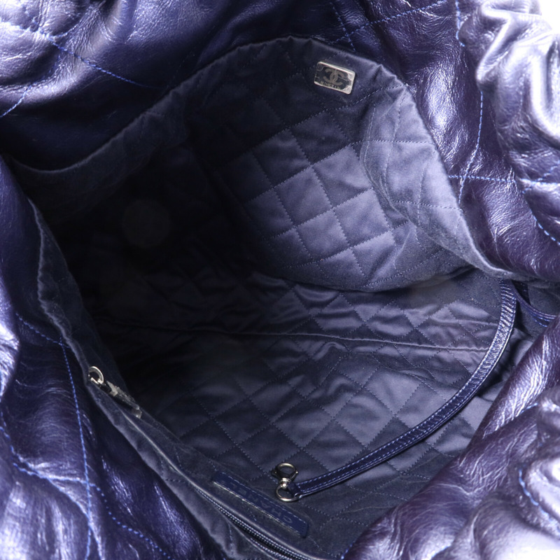 CHANEL 牛皮皮革Chanel 22 Medium銀扣鏈帶肩背袋-4