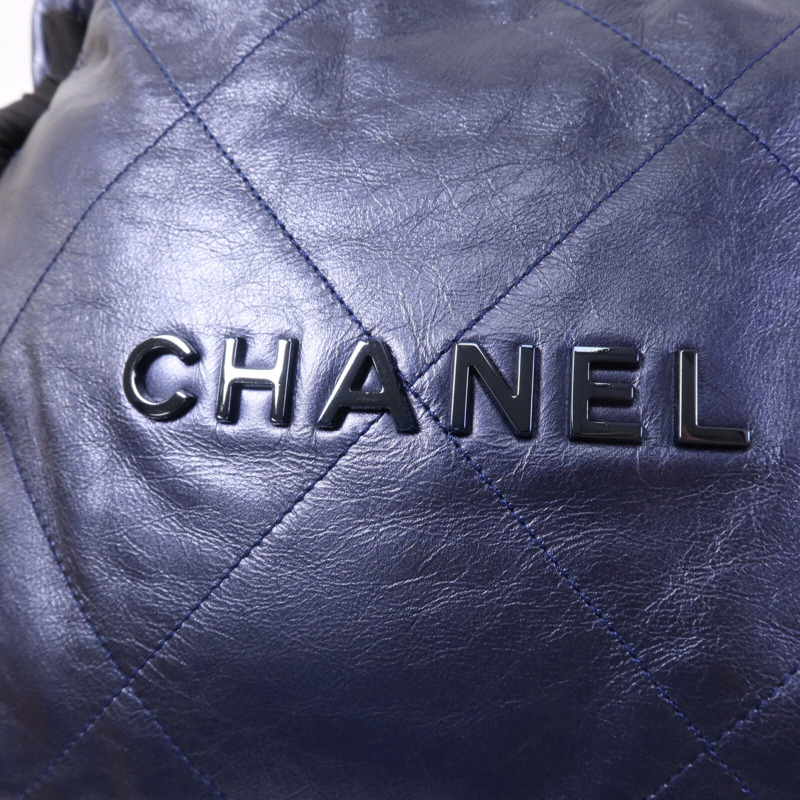 CHANEL 牛皮皮革Chanel 22 Medium銀扣鏈帶肩背袋-14