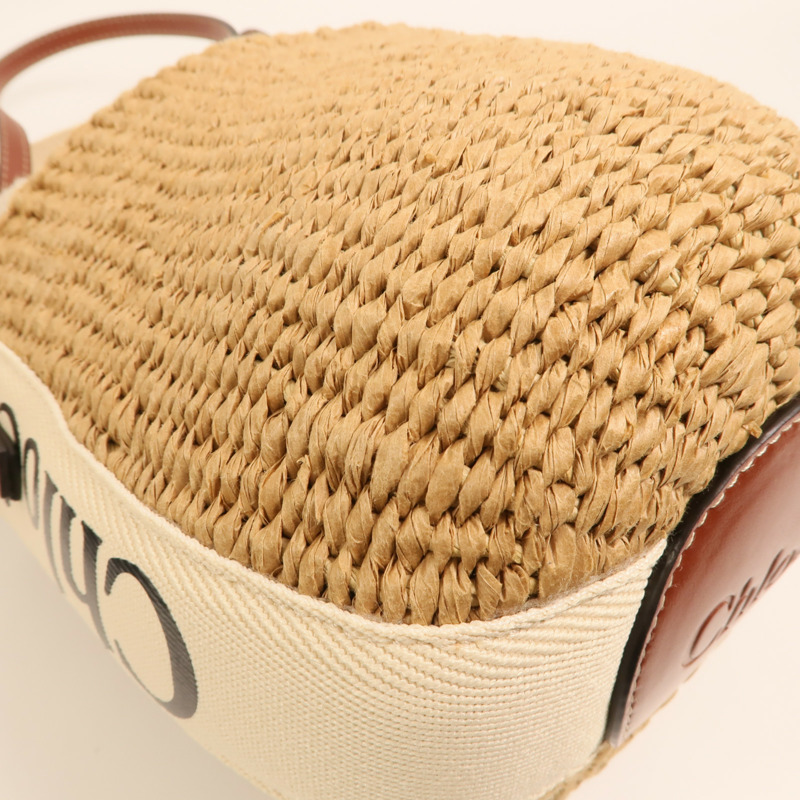 Chloe Raffia Woody Basket Small金扣手挽肩背兩用袋-10