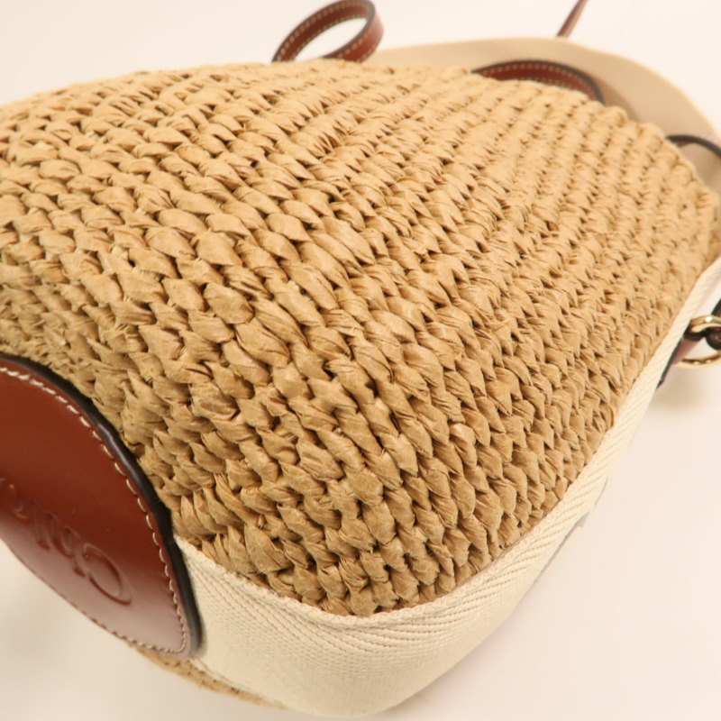 Chloe Raffia Woody Basket Small金扣手挽肩背兩用袋-11