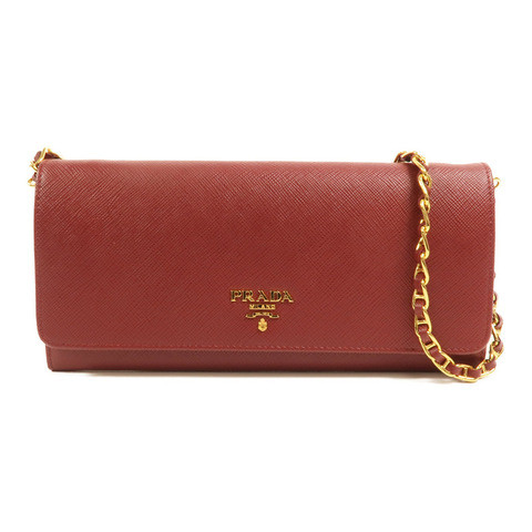 PRADA 牛皮皮革Chain Shoulder金扣鏈帶肩背袋