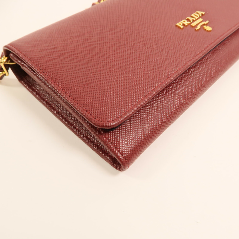 PRADA 牛皮皮革Chain Shoulder金扣鏈帶肩背袋-12