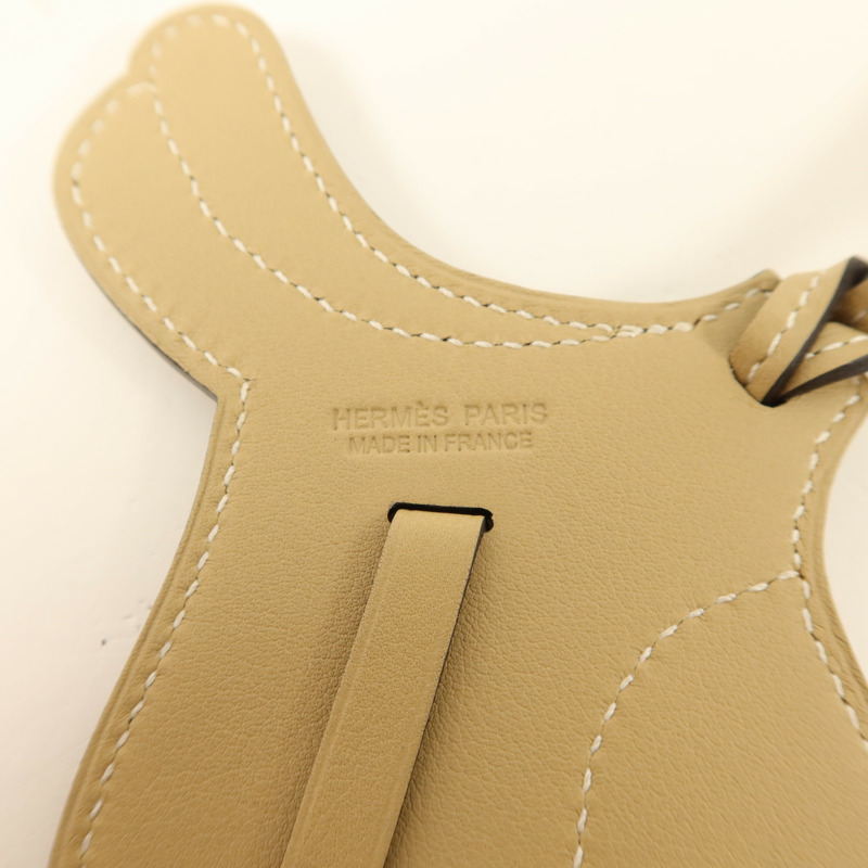 HERMES Swift皮革Paddock Selle Charm銀扣掛飾Trench-4