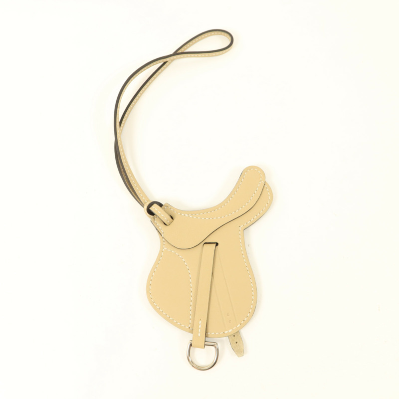HERMES Swift皮革Paddock Selle Charm銀扣掛飾Trench-5