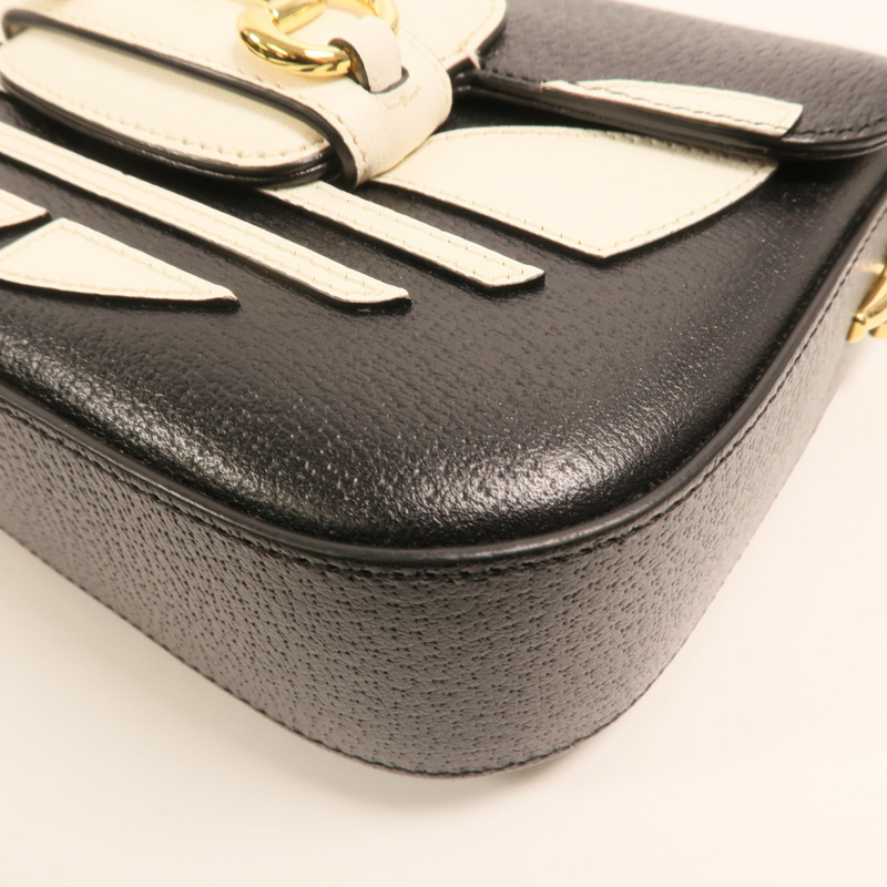 GUCCI 牛皮皮革Gucci x Adidas Horsebit 1955 Small金扣肩背袋-14