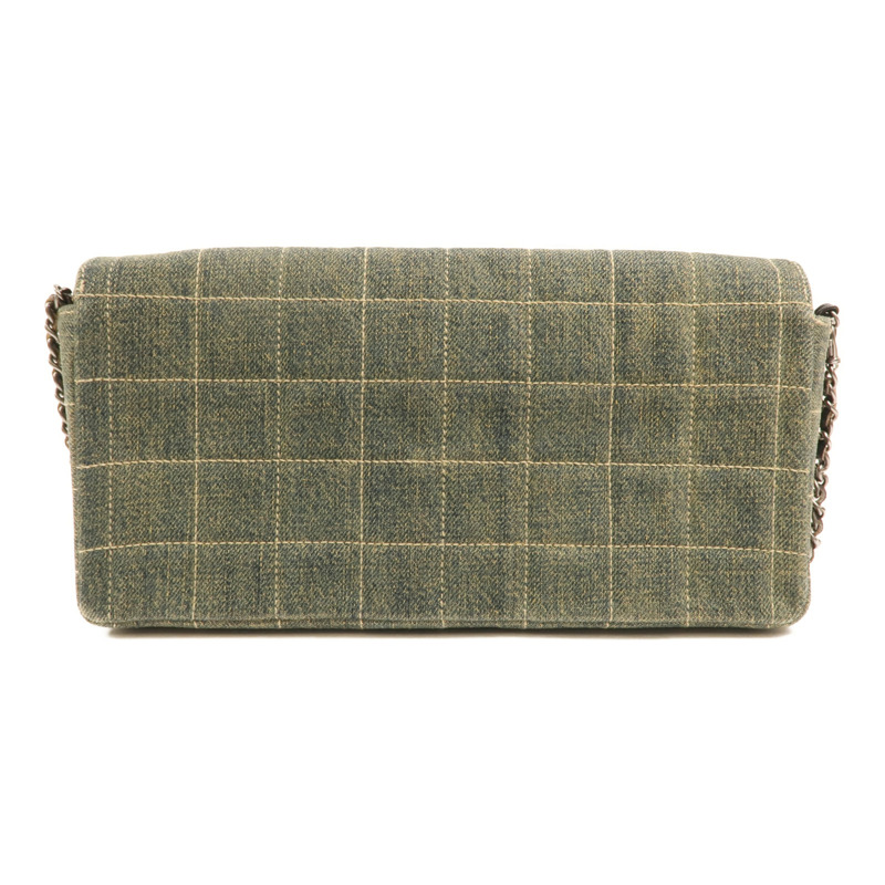 CHANEL 牛仔布Chain Shoulder銀扣鏈帶肩背袋-1