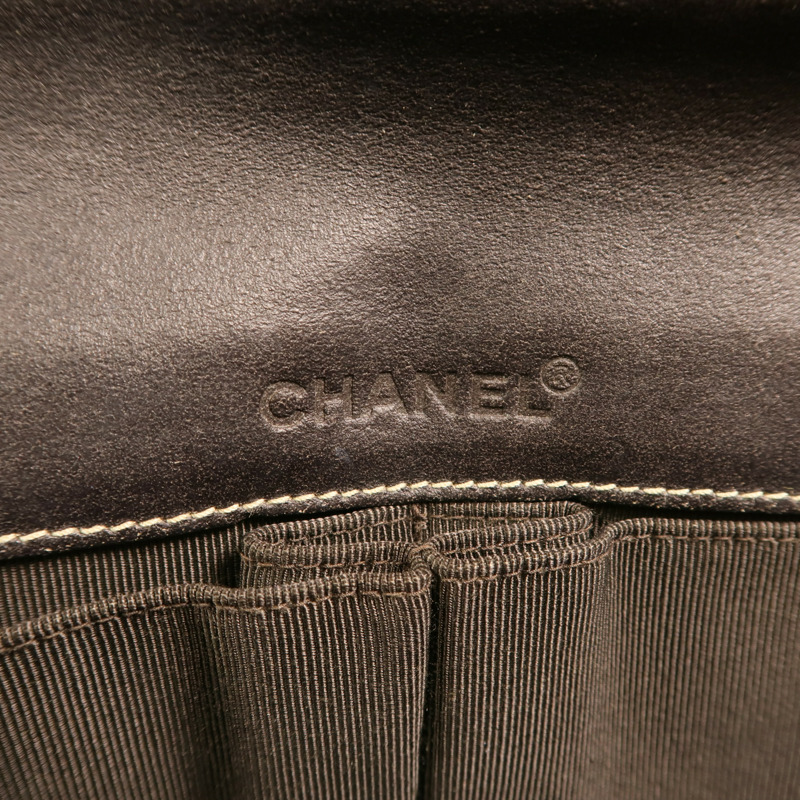 CHANEL 牛仔布Chain Shoulder銀扣鏈帶肩背袋-5