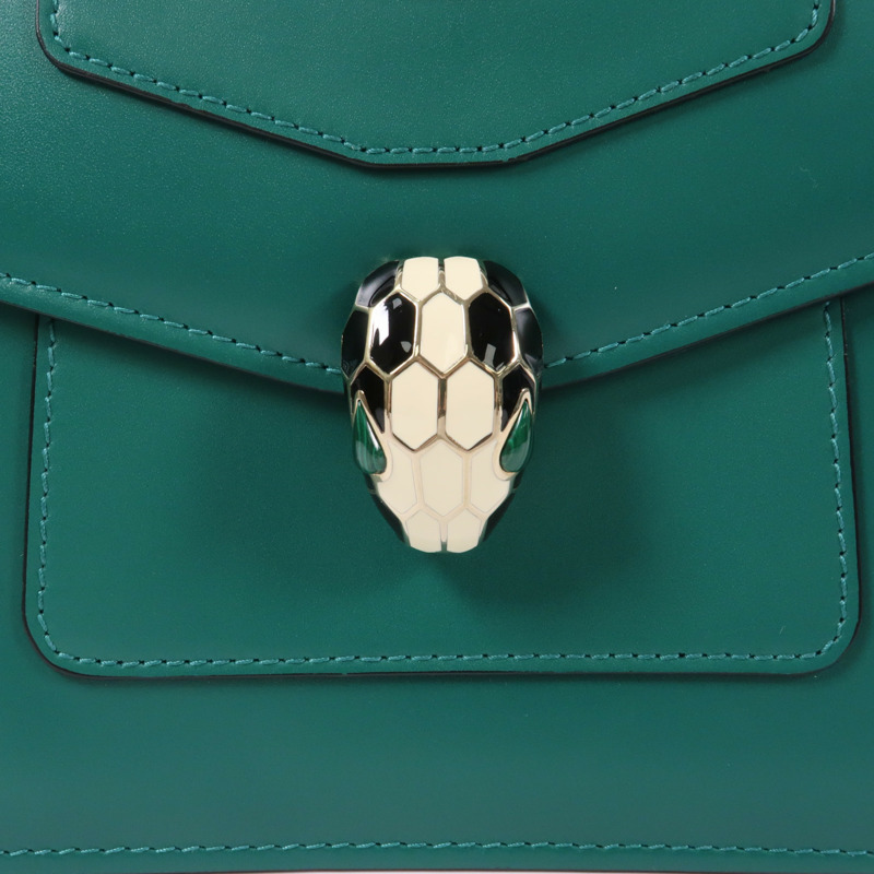 BVLGARI 牛皮皮革Serpenti Forever金扣鏈帶手挽肩背兩用袋-4