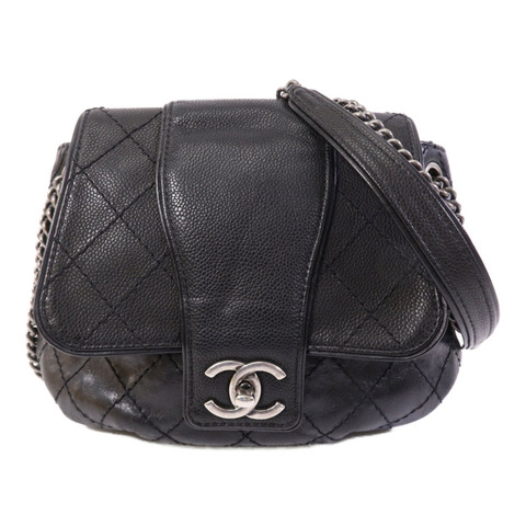 CHANEL 牛皮皮革/羊皮皮革Chain Shoulder Bag銀扣鏈帶肩背袋