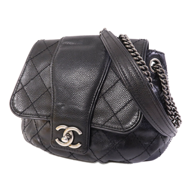 CHANEL 牛皮皮革/羊皮皮革Chain Shoulder Bag銀扣鏈帶肩背袋-2