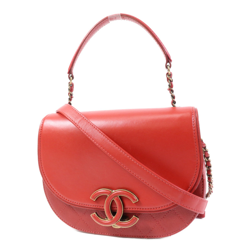 CHANEL 羊皮皮革Coco Curve Flap金扣鏈帶肩背袋-2