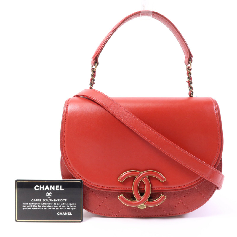 CHANEL 羊皮皮革Coco Curve Flap金扣鏈帶肩背袋-9