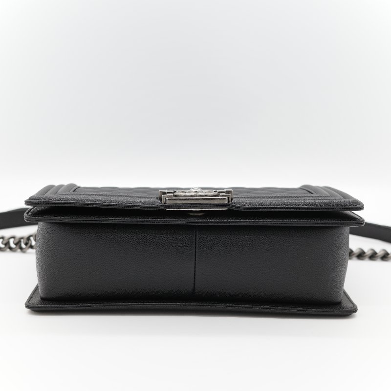 (全套全配超級新♥️芯片款)Chanel 香奈兒 Leboy 中型 25cm 粒面牛皮 銀扣 鏈條包 單肩包 斜挎包-9