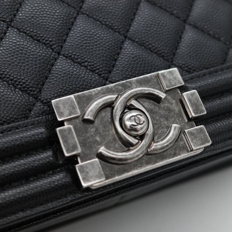 (全套全配超級新♥️芯片款)Chanel 香奈兒 Leboy 中型 25cm 粒面牛皮 銀扣 鏈條包 單肩包 斜挎包-12