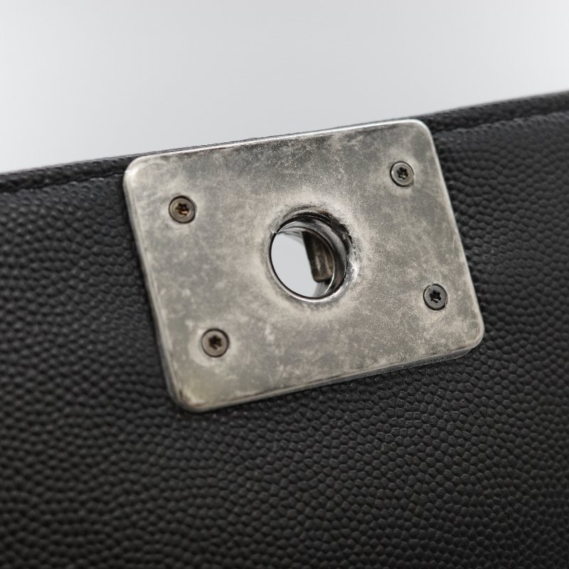 (全套全配超級新♥️芯片款)Chanel 香奈兒 Leboy 中型 25cm 粒面牛皮 銀扣 鏈條包 單肩包 斜挎包-17