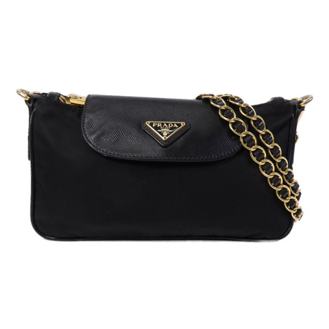 PRADA 尼龍Shoulder Bag金扣鏈帶肩背袋