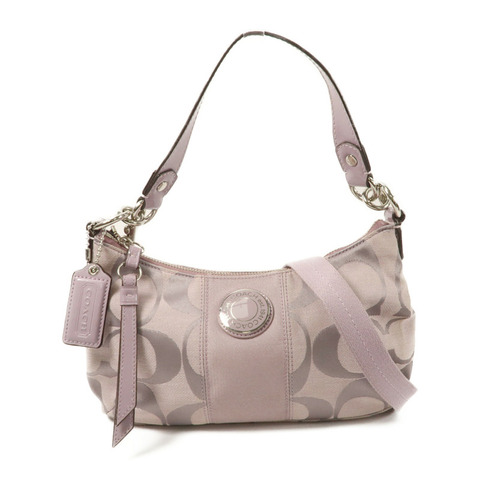 COACH 帆布Shoulder Bag銀扣手挽肩背兩用袋